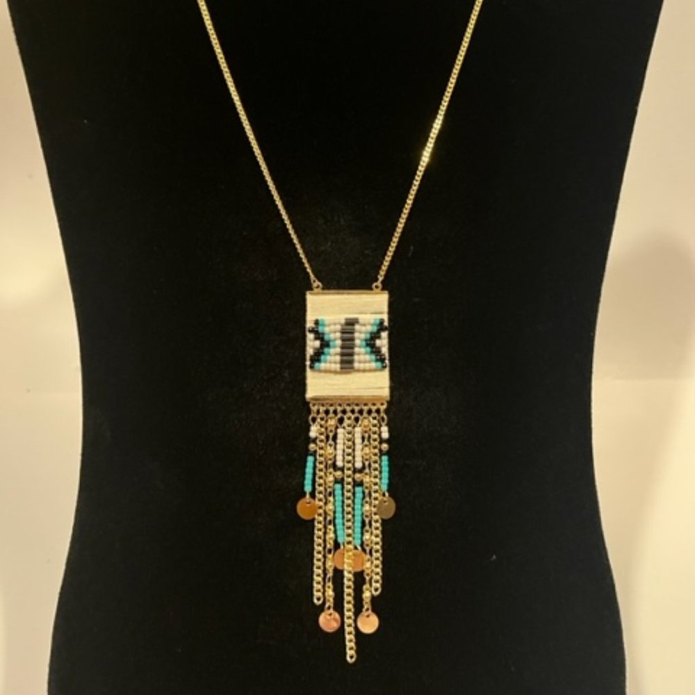 H Dubin beaded necklace in design of Native american STYLE Vintage